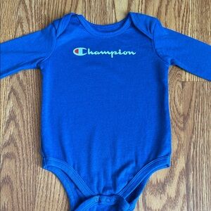 Champion Royal Blue Long-Sleeve Baby Bodysuit Size 9M 3 Snap Closure